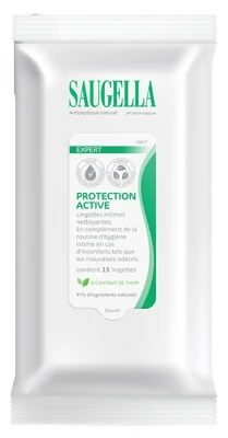 Saugella Expert Protection Active Intim-Reinigungstücher, 15 Tücher