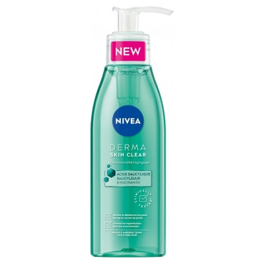 Nivea Derma Skin Clear Facial Cleansing Gel for Blemish-Prone Skin, 150 ml