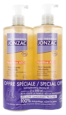 Jonzac Nutritive ATO Thermalwasser – Bio-Reinigungsöl zur Wiederherstellung des Lipidhaushalts, 2er-Pack (je 500 ml)