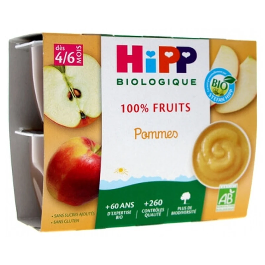 HiPP 100% fructe – mere, de la 4/6 luni, ecologic, 4 borcane
