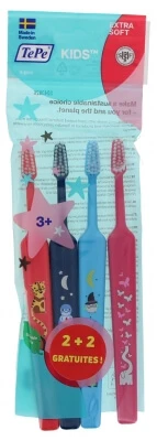 TePe Kids Extra-Soft Zahnbürste, 2er-Pack + 2 gratis