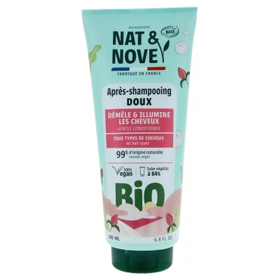 Nat&Nove Bio 2 în 1 Balsam delicat pentru descurcare și strălucire, organic, 200 ml