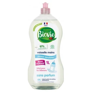 Biovie Detergent de vase pentru spălarea manuală a vaselor, pentru piele sensibilă, 1 L
