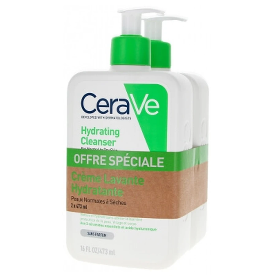 CeraVe Cremă de curățare hidratantă, set de 2 x 473 ml