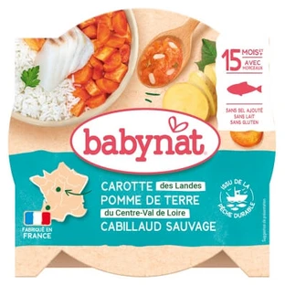 Babybio Babynat Morcov, Cartof, Cod sălbatic, de la 15 luni în sus, 260 g