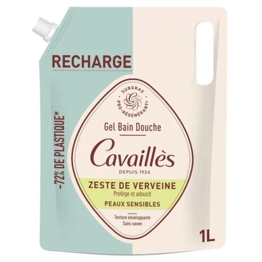Cavaillès Gel de baie și duș cu coajă de verbină pentru piele sensibilă – Rezerve de 1 L