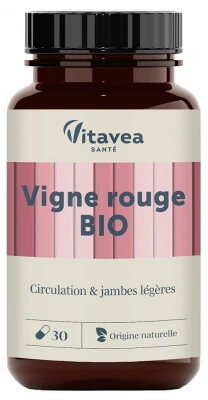 Vitavea Bio-Rote-Trauben-Kapseln für die Durchblutung und leichte Beine, 30 Kapseln
