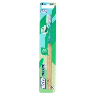 TePe Choice – Periuță de dinți reutilizabilă din lemn + 3 capete moi