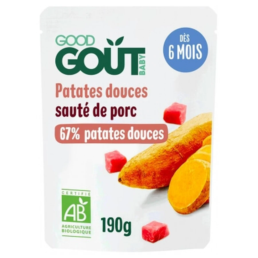 Good Goût: Patate dolci e maiale biologici saltati in padella, per bambini dai 6 mesi in su, 190 g