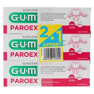 Dentifricio GUM Paroex Gel, confezione da 3 (75 ml ciascuno)