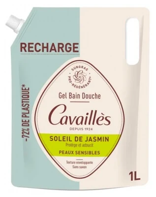 Cavaillès Duschgel für empfindliche Haut, Soleil de Jasmin, Nachfüllpackung, 1 l