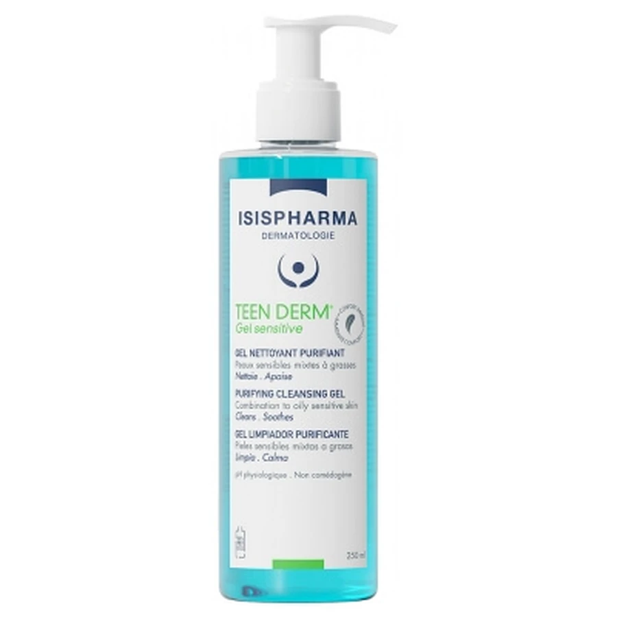 Isispharma Teen Derm Gel Sensitive – Gel de curățare purifiant 250 ml