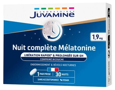 Juvamine Complete Night Melatonin 1,9 mg, 30 doppelschichtige Tabletten