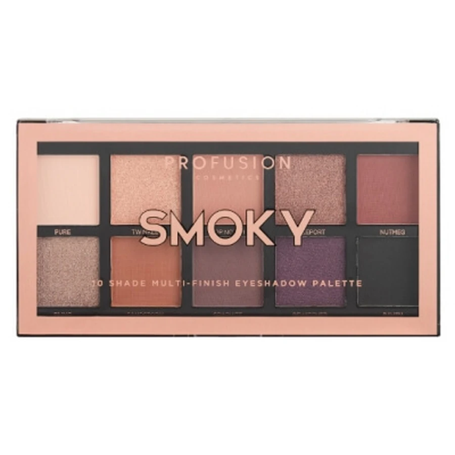Profusion Cosmetics Paleta de farduri de ochi Smoky cu 10 nuanțe