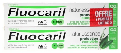 Fluocaril Natur'Essence Zahnpasta mit doppeltem Fluoridschutz, 2er-Pack (je 75 ml)