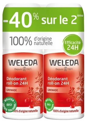 Weleda Granatapfel 24-Stunden-Deo-Roll-on, 2er-Pack (2 x 50 ml)