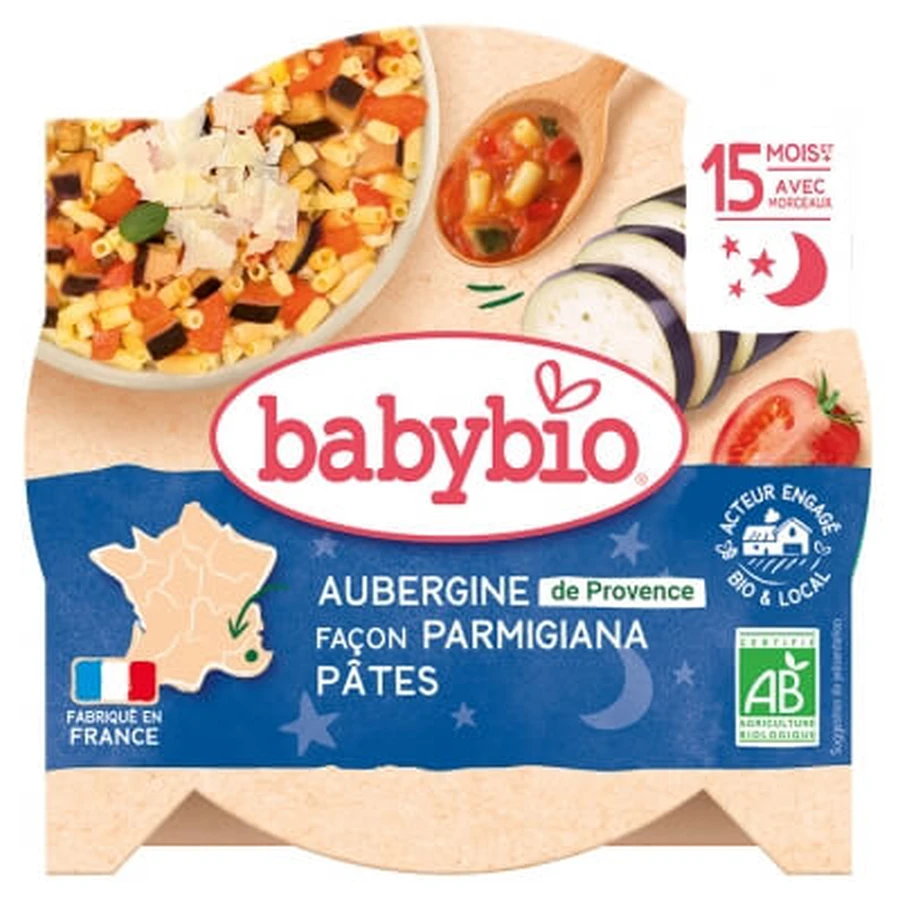 Babybio Good Night Pasta met aubergine à la parmigiana, vanaf 15 maanden, biologisch, 260 g