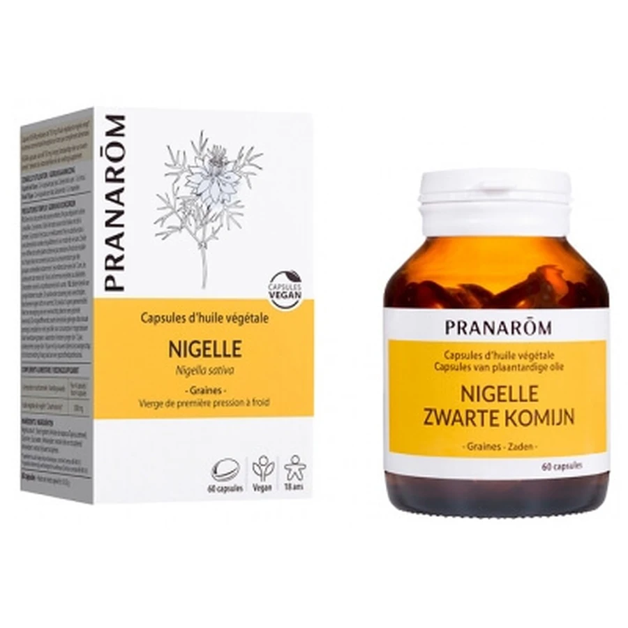 Pranarôm Capsule cu ulei vegetal de chimen negru, 60 de capsule