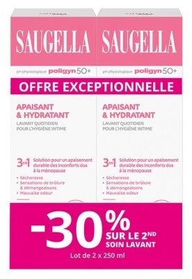 Saugella Poligyn 50+ Beruhigend & feuchtigkeitsspendend 3-in-1, 2er-Pack (2 x 250 ml)