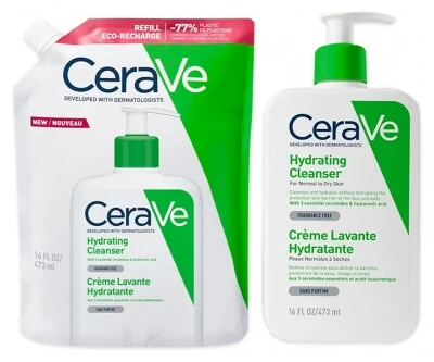 CeraVe Feuchtigkeitsspendende Reinigungscreme 473 ml + Öko-Nachfüllpackung 473 ml