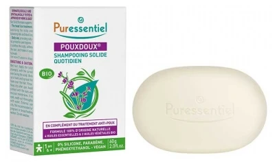 Puressentiel Pouxdoux Bio-Festshampoo für den täglichen Gebrauch, 60 g