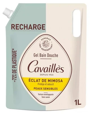Cavaillès Duschgel für empfindliche Haut, Mimosa Radiance, Nachfüllpackung, 1 l
