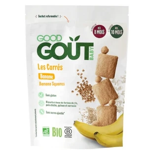 Ekologiczne kwadraty bananowe Good Goût, dla niemowląt od 8. miesiąca życia, 50 g