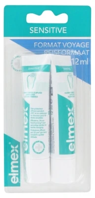 Elmex Sensitive Zahnpasta, Reisegröße, 2er-Pack à 12 ml