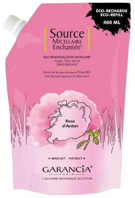 Garancia Enchanted Mizellenwasser „Rose d'Antan“ Mizellen-Make-up-Entferner, Öko-Nachfüllpackung, 400 ml