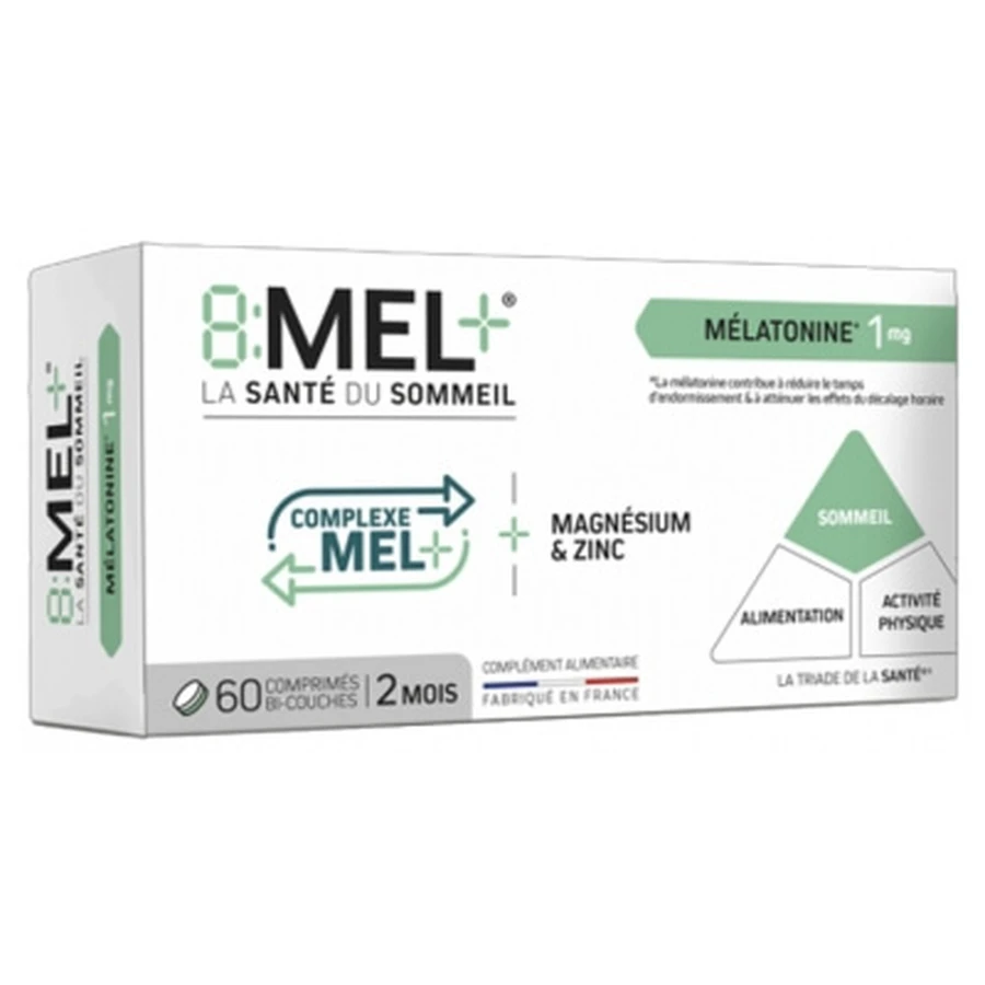 8Mel+ Mélatonine 1 mg 60 Comprimés Bi-Couches