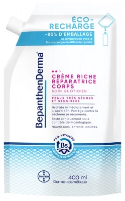 Bepanthen Derma Rich Regenerierende Körpercreme für sehr trockene und empfindliche Haut, Eco-Refill, 400 ml