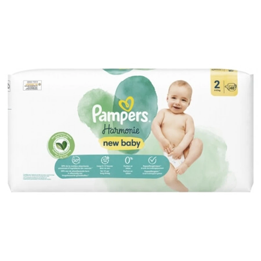 Pampers New Baby Harmonie Mărimea 2, 48 de scutece (4-8 kg)