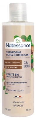 Natessance Ultra-pflegendes Shampoo mit Bio-Sheabutter und pflanzlichem Keratin, 250 ml