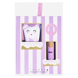 Inuwet Set cu balsam de buze cu aromă de bezele 3,5 g + cremă pentru mâini și unghii cu aromă de floare de bumbac 60 ml