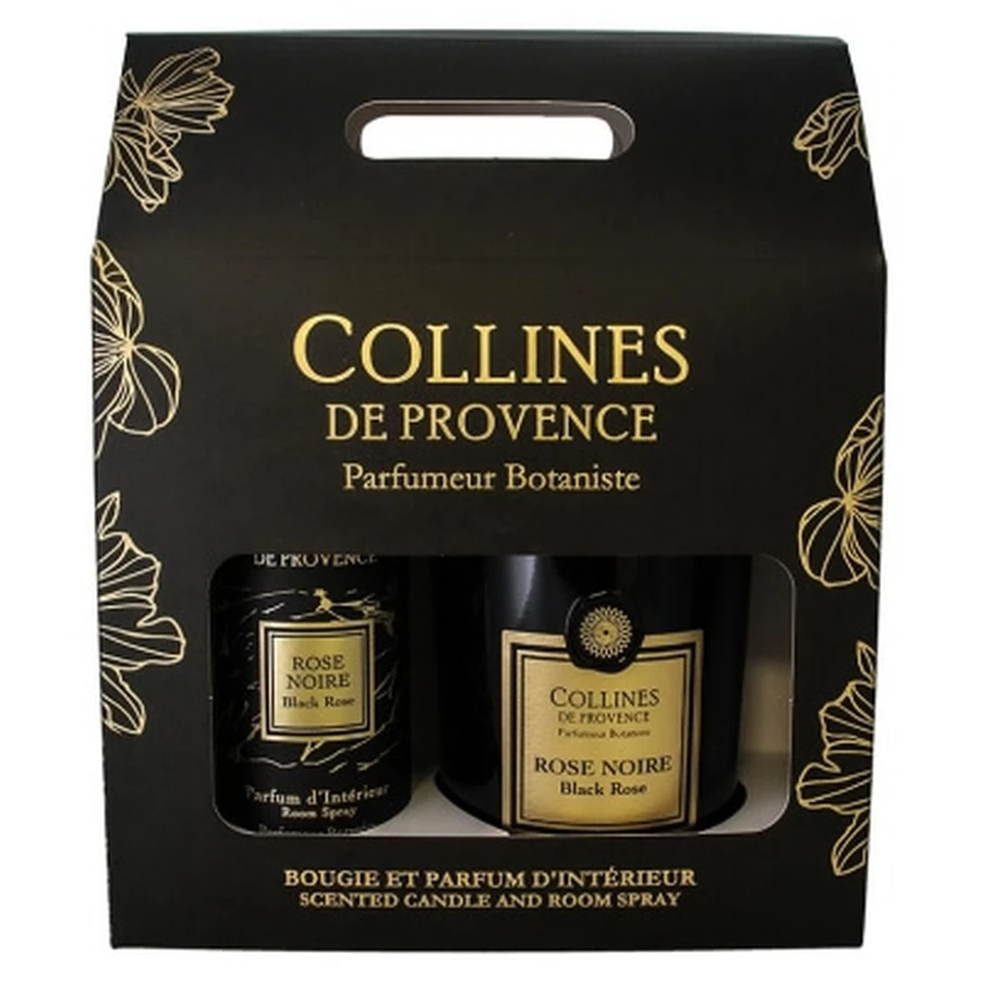 Collines de Provence Set de parfum pentru interior Duo 100 ml + Lumânare Duo 180 g Trandafir Negru