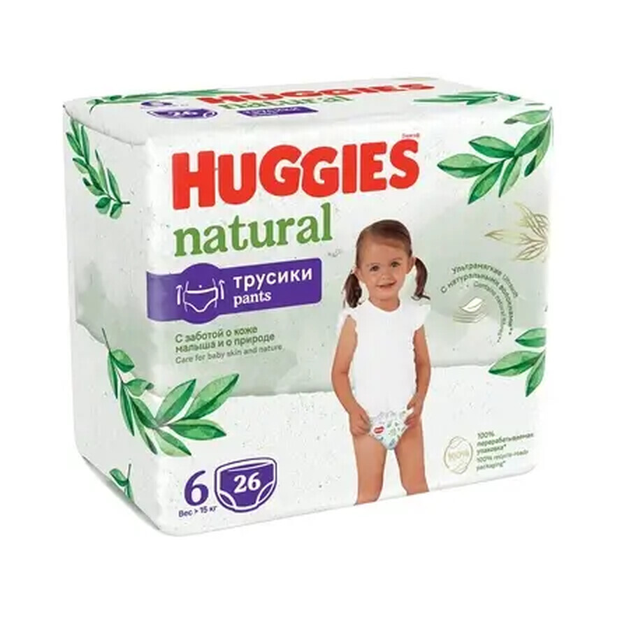 Pañal Natural, No. 6, 15+ Kg, 26 pzs, Huggies