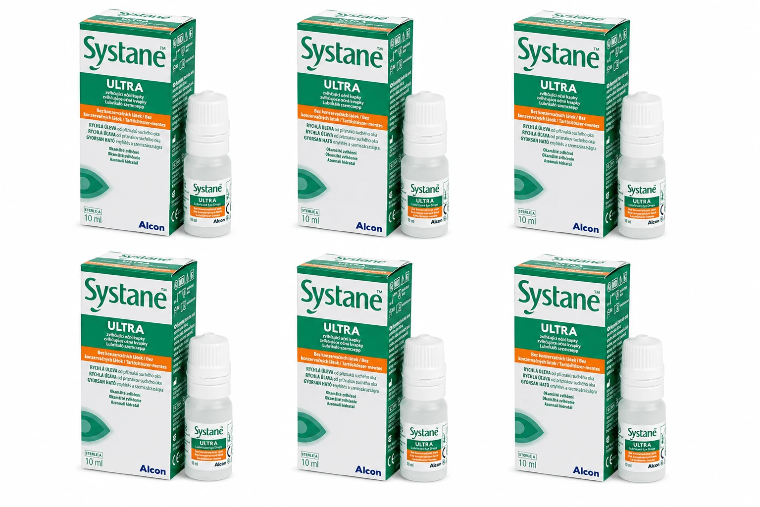 Systane Ultra feuchtigkeitsspendende Augentropfen, 6 × 10 ml, Alcon