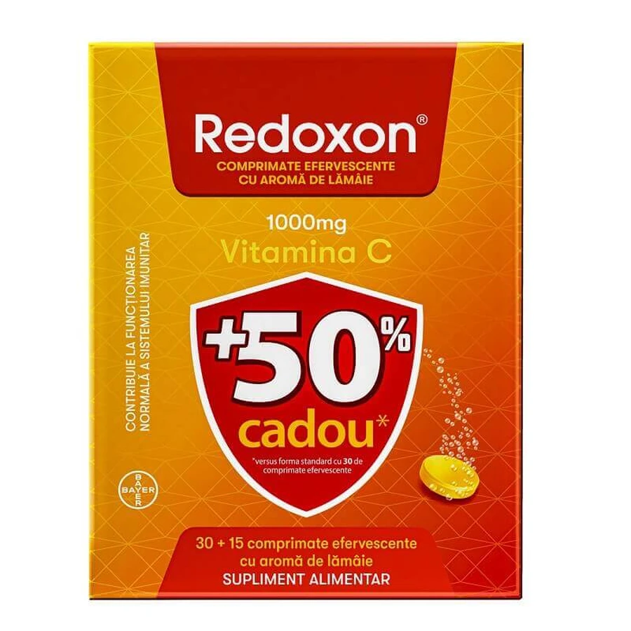 Redoxon con vitamina C, 1000 mg, 2 x 45 comprimidos efervescentes, sabor a limón, Bayer