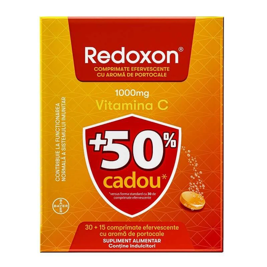 Redoxon à la vitamine C, 1 000 mg, 2 x 45 comprimés effervescents, saveur orange, Bayer