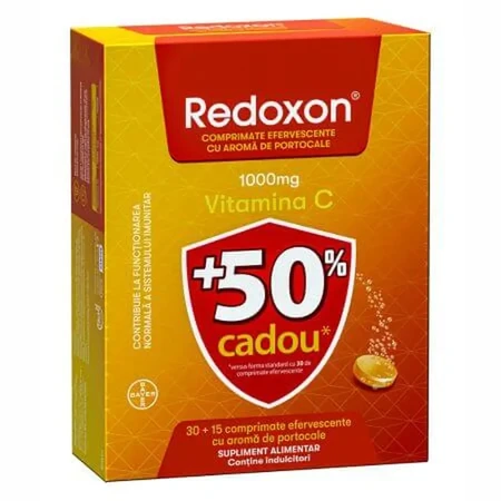 Redoxon à la vitamine C, 1 000 mg, 2 x 45 comprimés effervescents, saveur orange, Bayer
