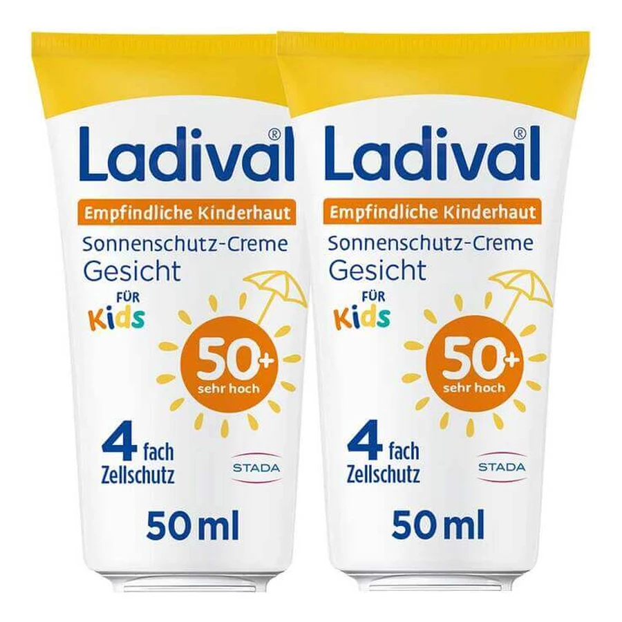Ladival Cremă pentru pielea sensibilă a copiilor SPF 50+, 2 x 50 ml cremă