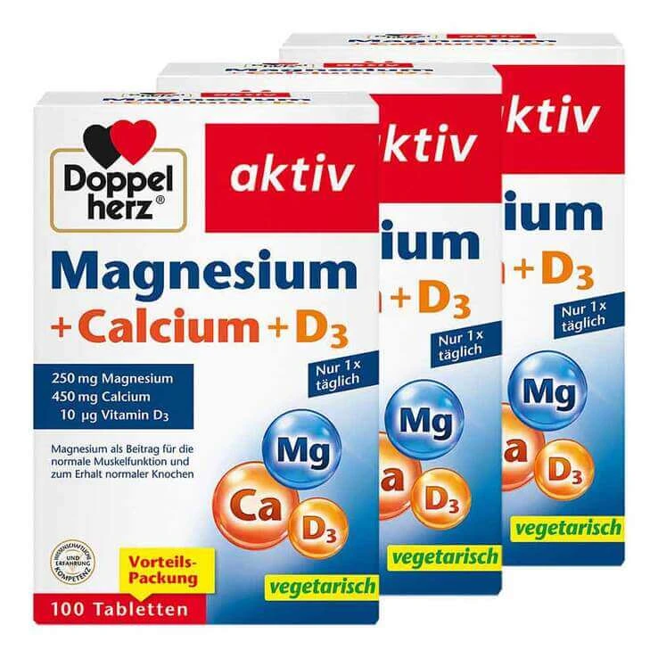 Doppelherz Magnesium + Calcium + D3 Tabletten, 3x100 St Tabletten