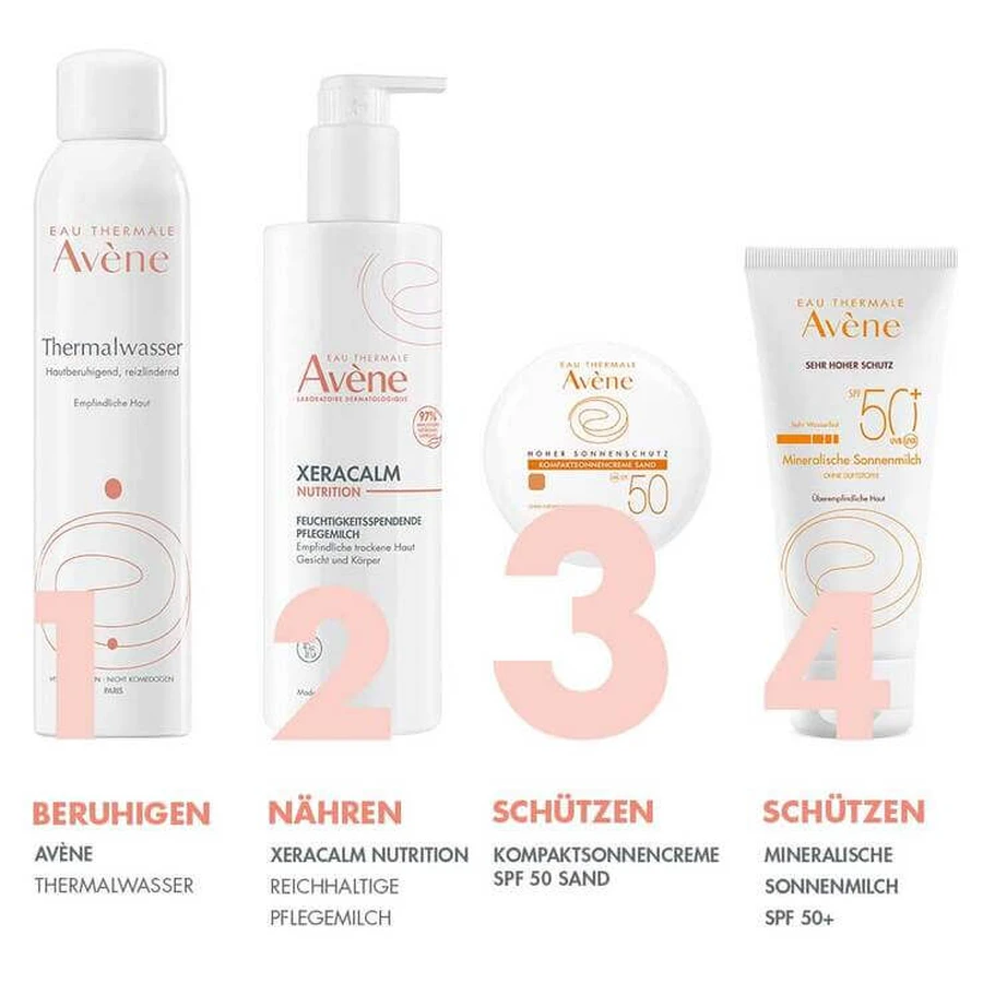 Krem przeciwsłoneczny Avene w kompakcie, odcień „Sand”, SPF 50, 2 x 10 g: ceny i cechy