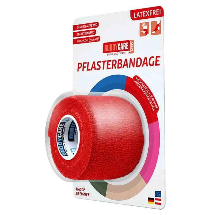 Pflasterbandage latexfrei Buddycare Med rot, 1 St n.v