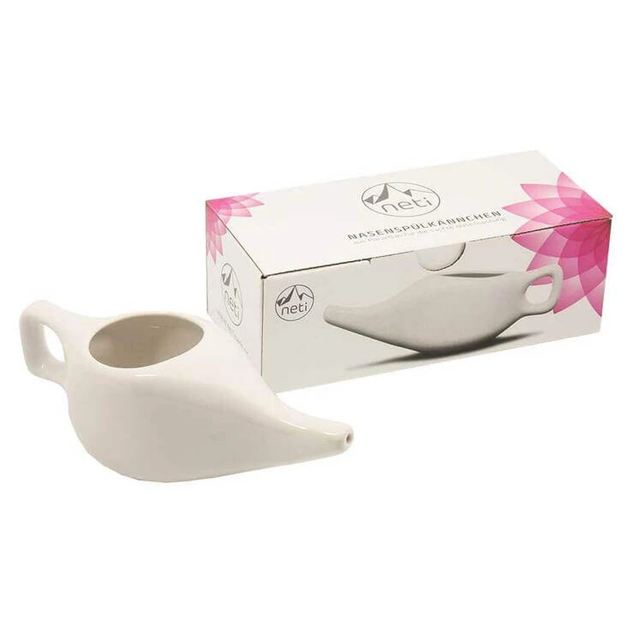 Jarra para enjuague nasal, jarra Neti, porcelana blanca, 1 unidad (tal cual)