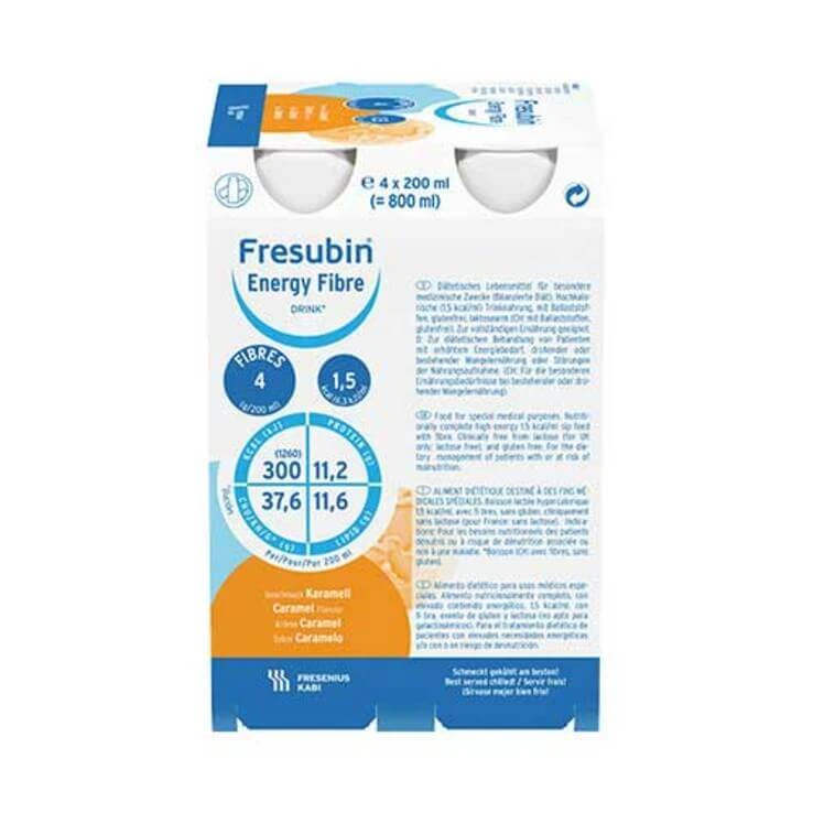 Fresubin Energy Fibre Drink Karamell Trinkflasche, 4X200 ml Lösung
