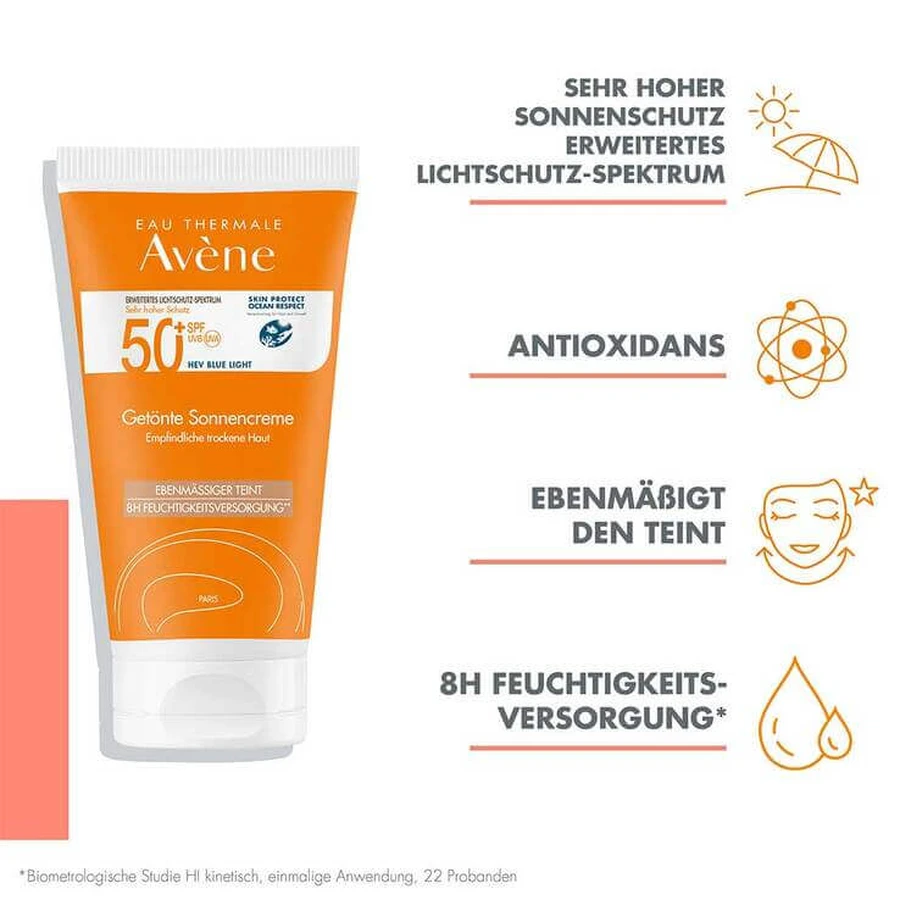 Crema solare colorata Avene SPF 50+, 2 x 50 ml