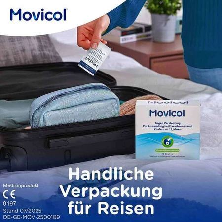 MOVICOL® en sobres de polvo: alivio rápido para el estreñimiento, 20 sobres de polvo para preparar una solución oral