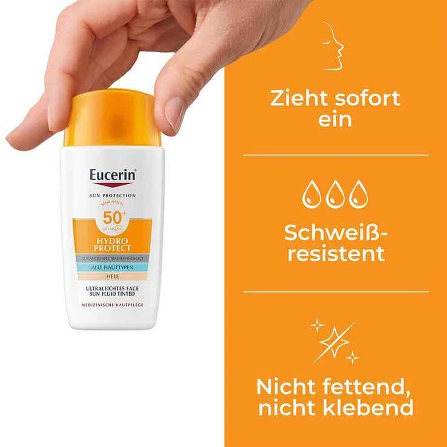 Eucerin Sun Fluid Hydro Protect Viso Leggero SPF 50+, 2x50 ml Crema