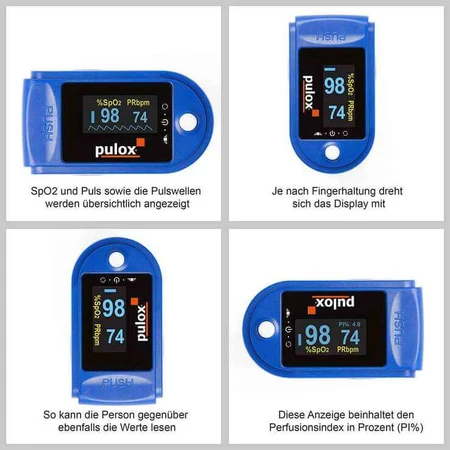Oxímetro de pulso Pulox PO-200, azul, 1 unidad, tal y como está